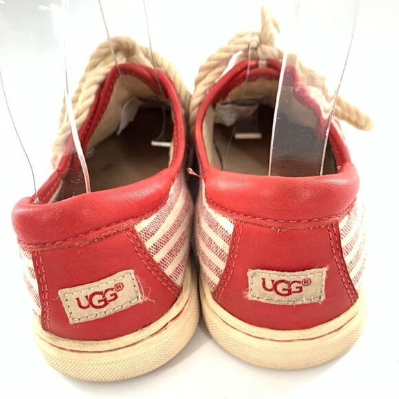 Ugg Australia womens sneakers size 6 37 red canvas striped lace up nautical - Picture 4 of 13